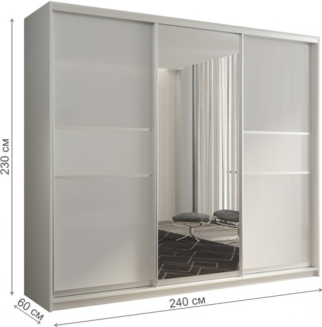 Шкаф-купе Кааппи 10 240х60 белый бриллиант