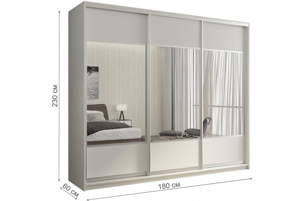 Шкаф-купе Кааппи 6 180х60 белый бриллиант