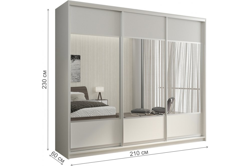 Шкаф-купе Кааппи 6 210х60 белый бриллиант