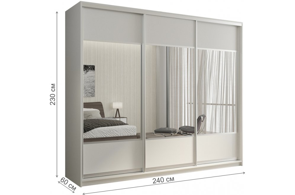 Шкаф-купе Кааппи 6 240х60 белый бриллиант