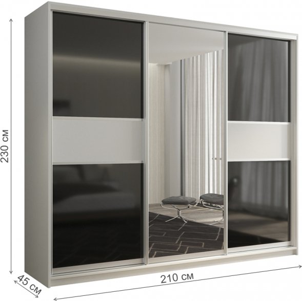 Шкаф-купе Кааппи 9 210х45 белый бриллиант