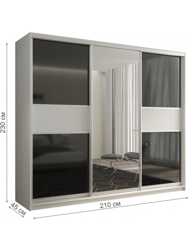 Шкаф-купе Кааппи 9 210х45 белый бриллиант