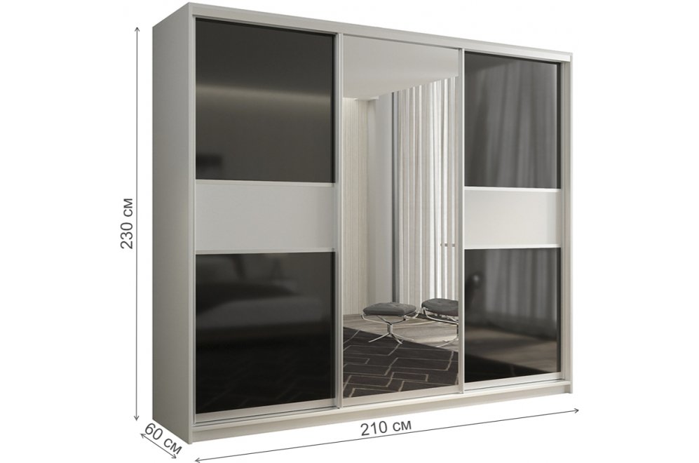 Шкаф-купе Кааппи 9 210х60 белый бриллиант