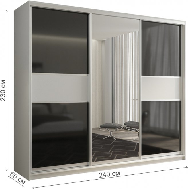 Шкаф-купе Кааппи 9 240х60 белый бриллиант