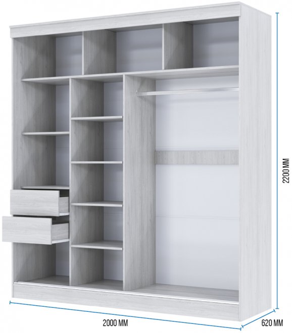 Шкаф-купе Дарина 2 м анкор светлый