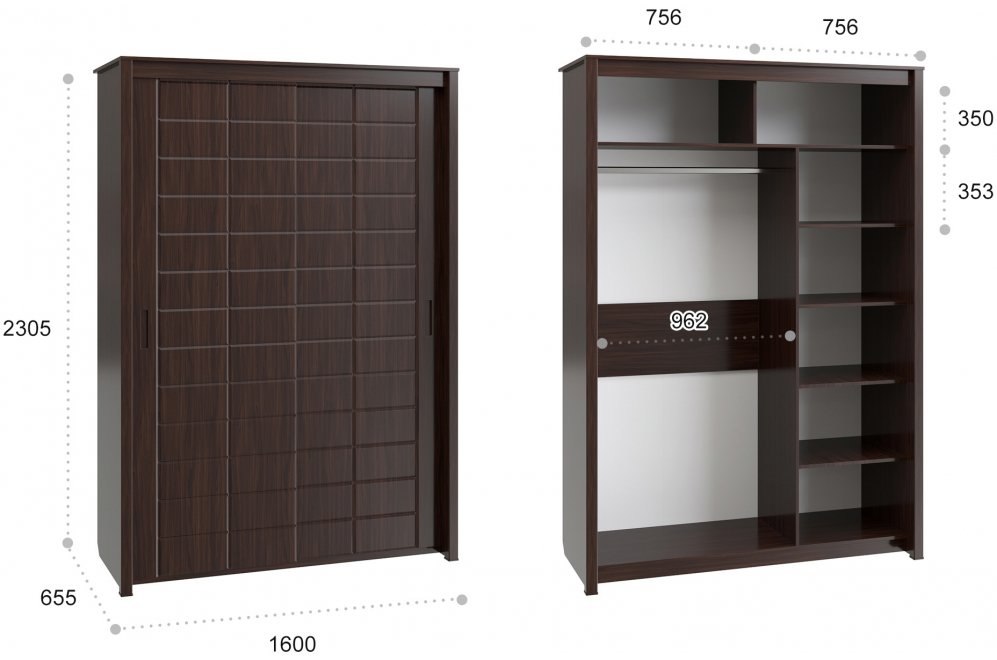 Шкаф-купе Изабель ИЗ-60К орех темный