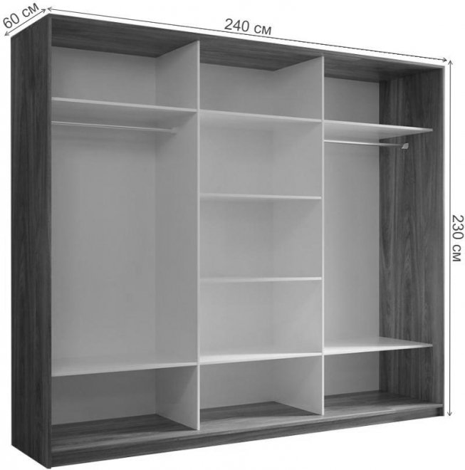 Шкаф-купе Кааппи 10 240х60 дуб сонома светлый