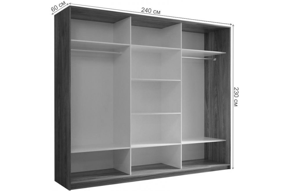 Шкаф-купе Кааппи 10 240х60 дуб сонома светлый