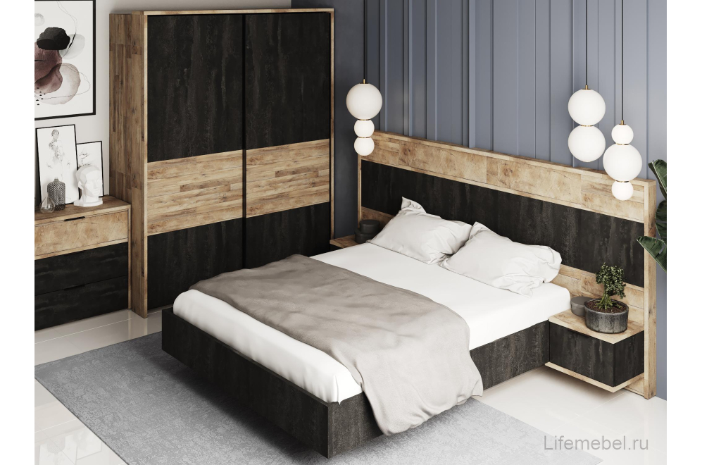 Шкаф-купе Кения 5001.М1 + 5013.М1 + 5003.М1 гамбия / угольный камень