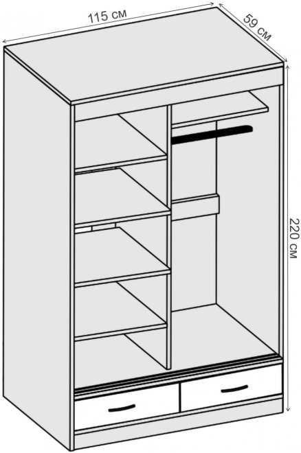 Шкаф-купе 008 ясень темный / ясень светлый