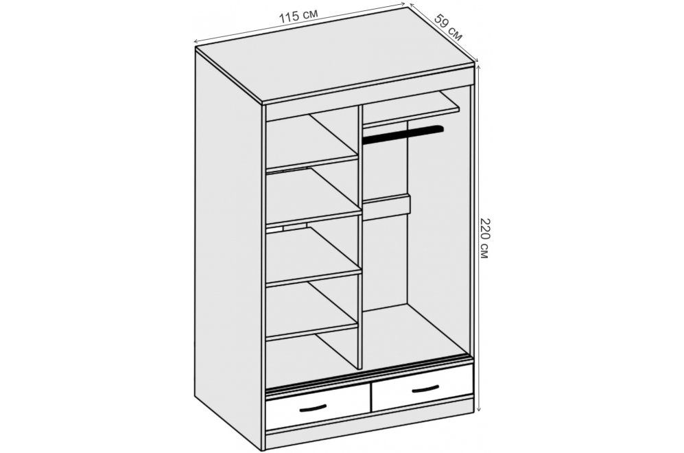 Шкаф-купе 008 ясень темный / ясень светлый