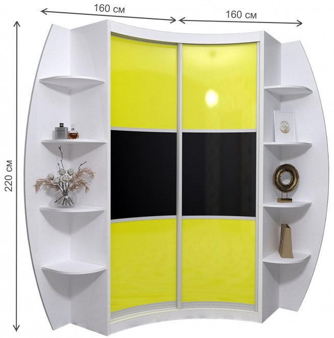 Шкаф-купе Мебелеф-21 правый белый / желтый / черный