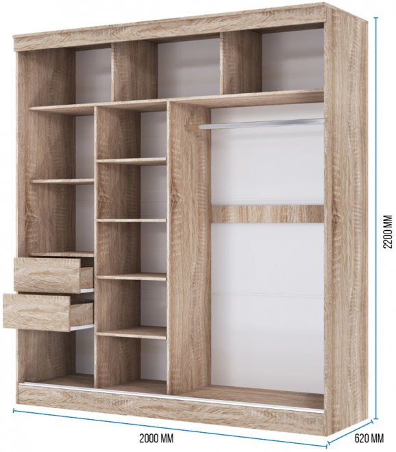 Шкаф-купе Танго-2 2 м сонома / зеркало