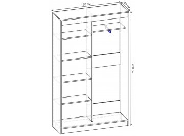 Шкаф-купе Риф 2 ШК.020.1300-31 вариант 6