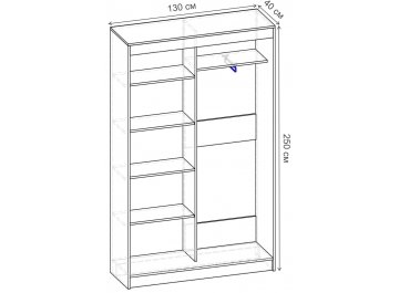 Шкаф-купе Риф 2 ШК.021.1300-25 вариант 6