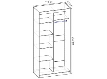 Шкаф-купе Риф 2 ШК.022.1100-25 вариант 6