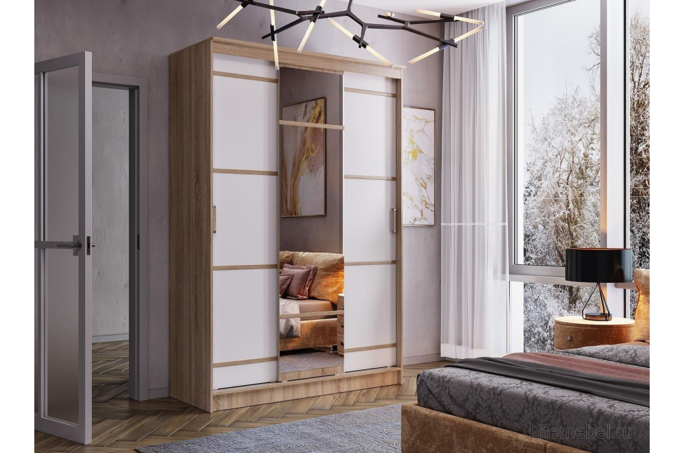 Шкаф-купе Сакура 1.5м дуб сонома / белый