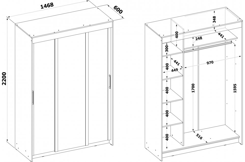 Шкаф-купе ШР-2156.2 белый