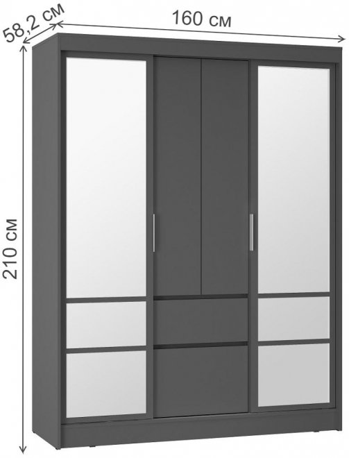 Шкаф-купе Симпл ШКК-06 графит