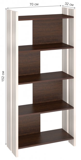 Стеллаж Беина 152 см карамель / венге