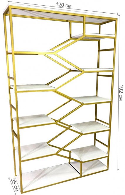Стеллаж Akur Loft Dayton металлокаркас золотой декор белый