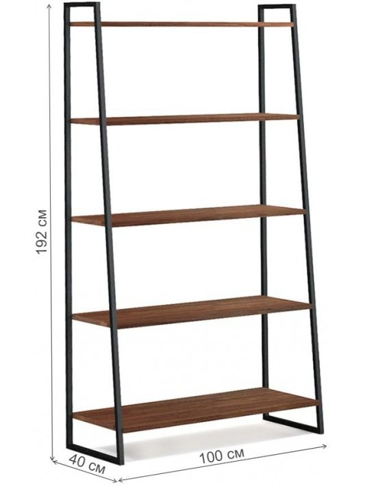 Стеллаж Akur Loft Gilbert металлокаркас черный декор венге