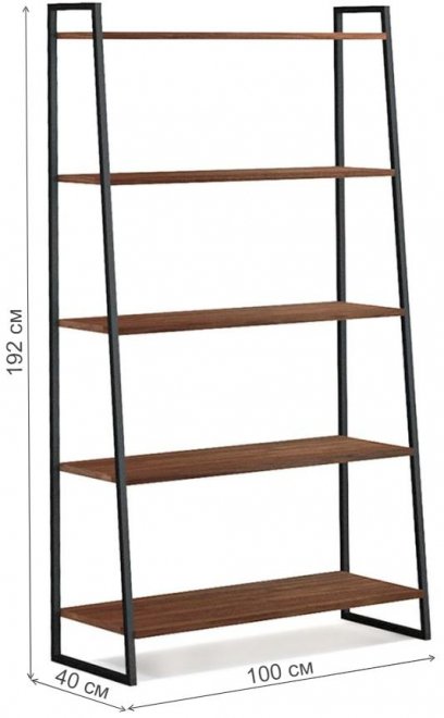 Стеллаж Akur Loft Gilbert металлокаркас черный декор венге