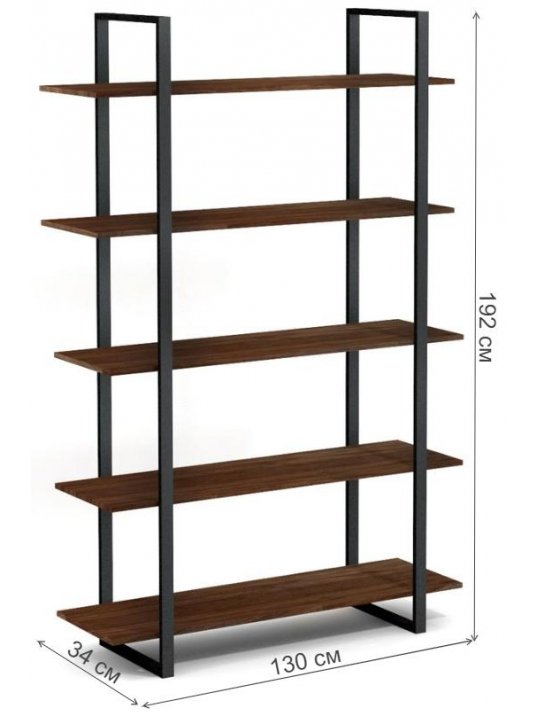Стеллаж Akur Loft Madison металлокаркас черный декор венге