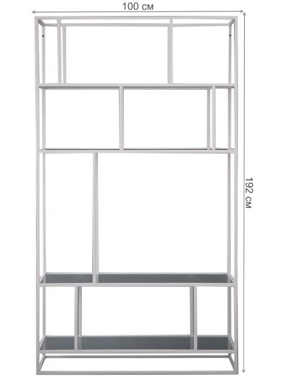 Стеллаж Akur Loft Orlando металлокаркас белый матовое стекло