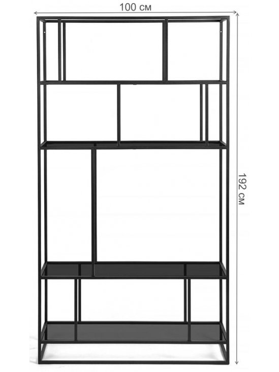 Стеллаж Akur Loft Orlando металлокаркас черный тонированное стекло