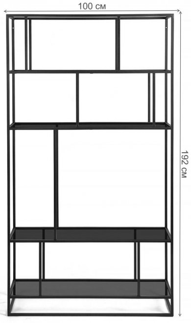 Стеллаж Akur Loft Orlando металлокаркас черный тонированное стекло