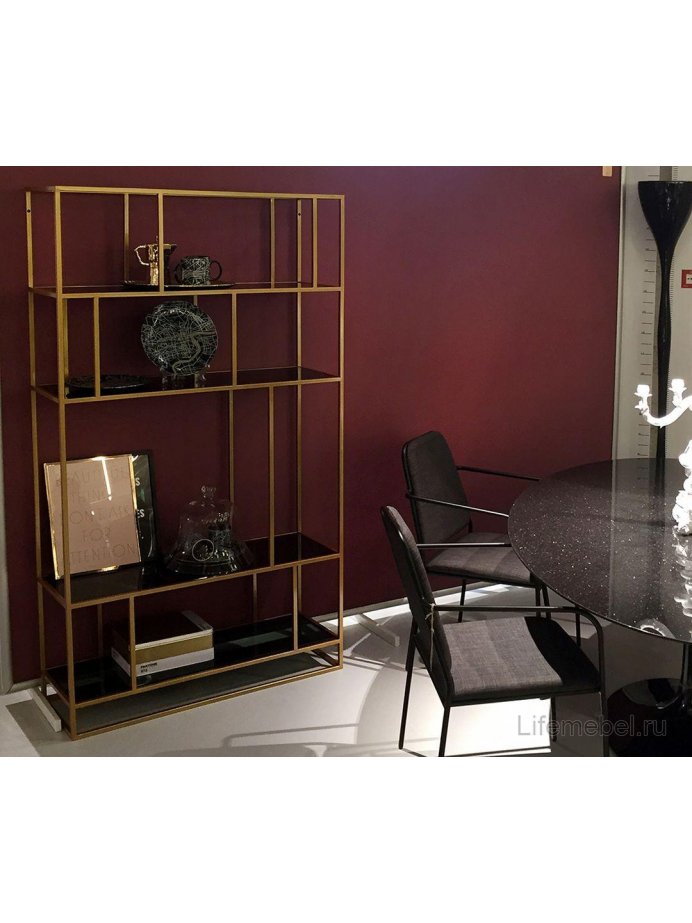 Стеллаж Akur Loft Orlando металлокаркас Золото тонированное стекло
