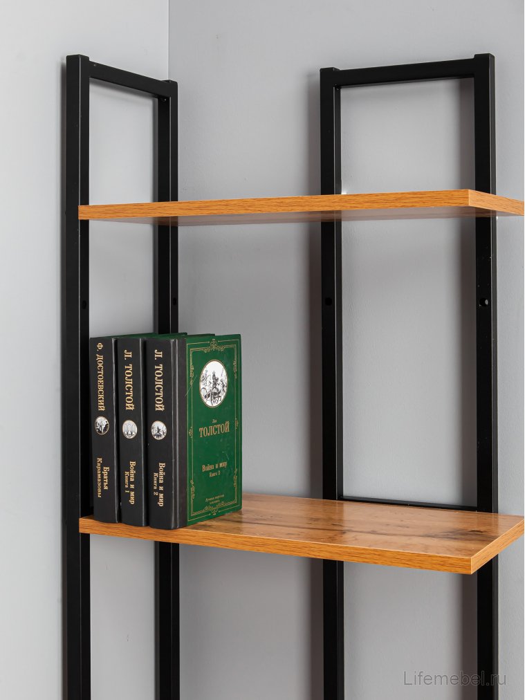 Стеллаж Минден угловой дуб вотан / черный