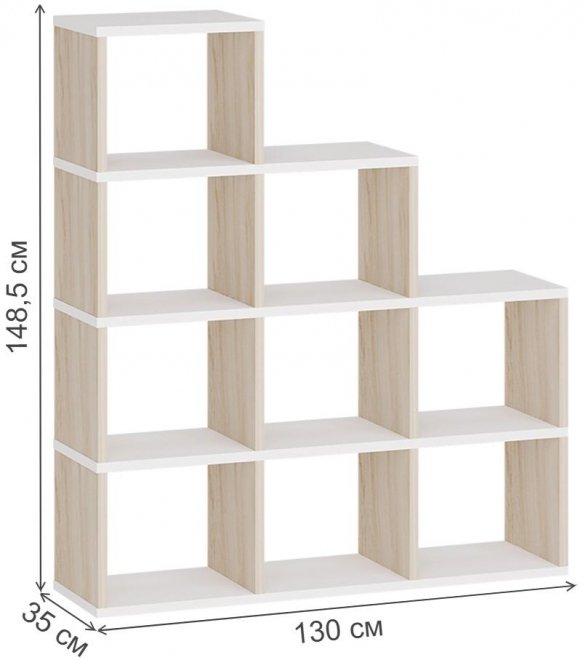 Стеллаж Бартоло СЛД 4 КБЕ карамель / белый