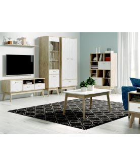 Книжный шкаф Калгари дуб натуральный светлый / белый матовый