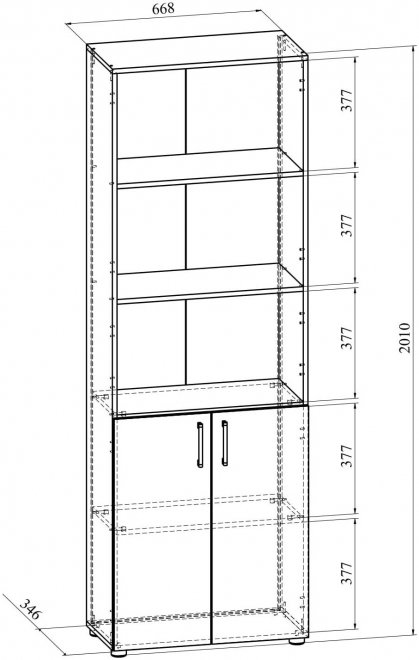 Стеллаж ОФ-301К блэквуд сатиновый