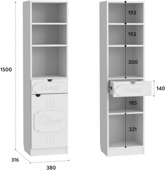 Стеллаж ДримСтар ДС-62 белое дерево