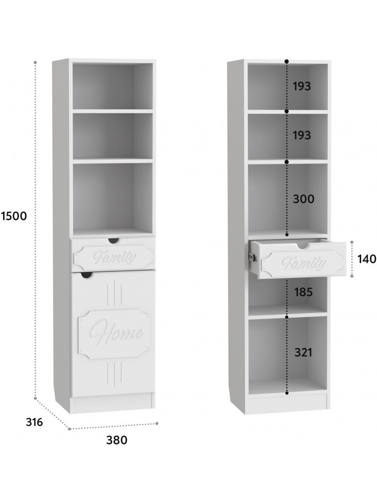 Стеллаж ДримСтар ДС-62 белое дерево