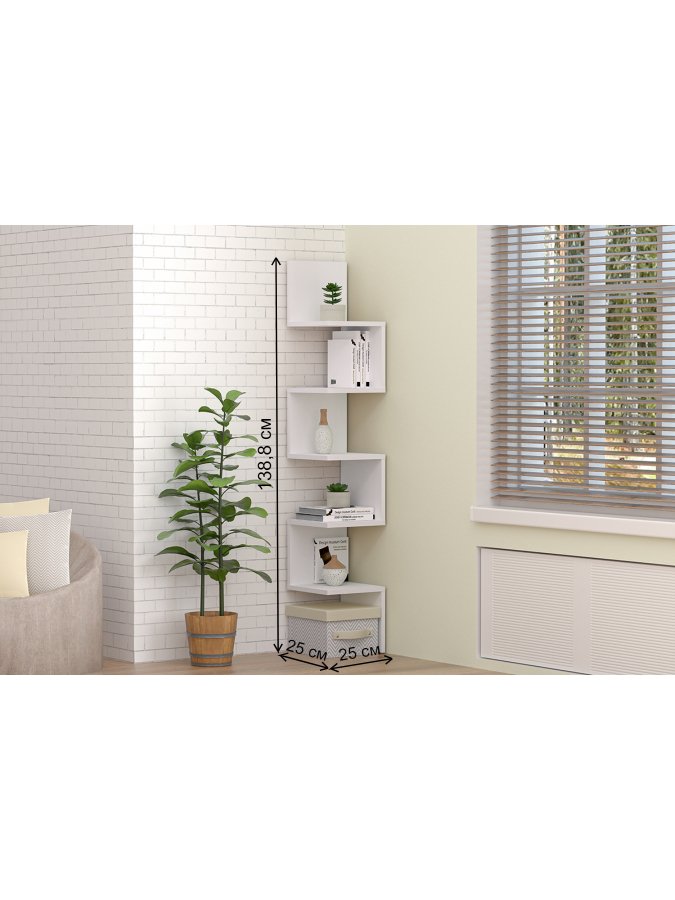 Стеллаж угловой белый