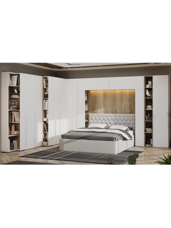 Стеллаж Порто ТД-393.07.26 белый жемчуг / яблоня беллуно / белый софт