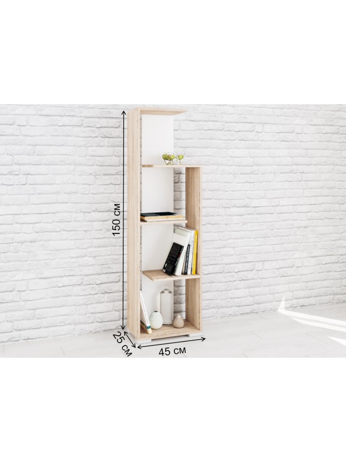 Стеллаж Ромео-6 дуб сонома / белый