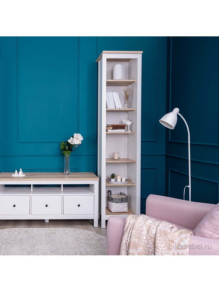 Стеллаж Сага 50 белый / ясень