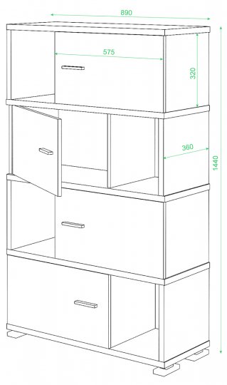 Стеллаж СБ-30-4 венге / карамель