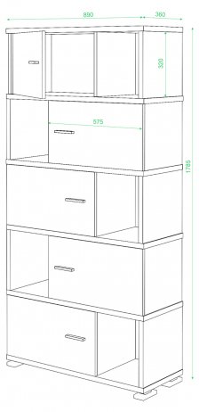 Стеллаж СБ-30-5 венге / карамель