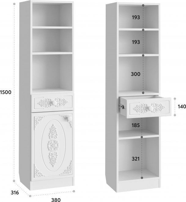 Стеллаж Ассоль АС-65 ваниль