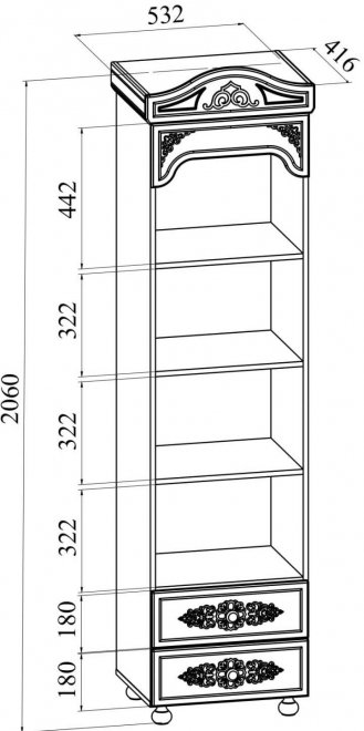Стеллаж Ассоль АС-43 белое дерево