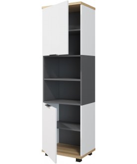 Книжный шкаф Скайлайт СЛ-4К блэквуд ячменный / графит / белый / меренга