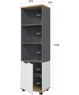 Книжный шкаф Скайлайт СЛ-5К правый блэквуд ячменный / графит / белый / меренга