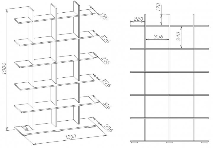 Стеллаж СТ-6 венге / беленый дуб