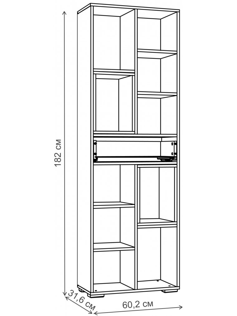 Стеллаж Summit 10 26 НМ 011.94 ПВХ софт графит / ярко-красный / ясень анкор темный kr